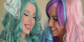 Cosplay Lesbians In Fishnet Pantyhose Cum Rough (Olivia Grace)