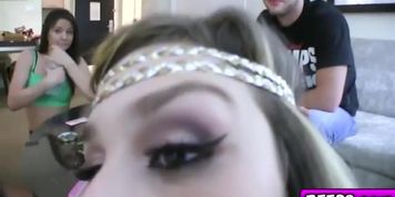Stoner pussy rides a big dick on top like a cowgirl bouncing