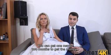 DEBT4k. Collector has sex with blonde in front of her future husband
