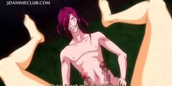 Anime bitches sharing pecker taking a messy facial