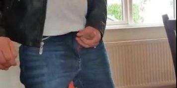 VERBAL SMOKER LEATHER JACKET MASTER makes YOU wait for him till he goes and fucks your mouth