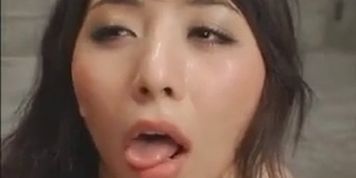 Yuka drink a glass of cum