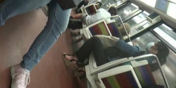 Hot Brunette, Big Booty In Wedges Heels