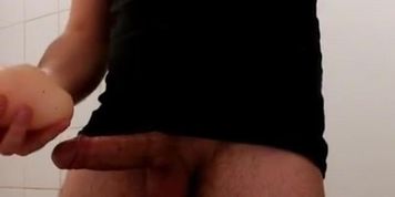 Straight hairy guy fucks toy pussy and cums rough - Soft to orgasm
