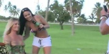 Sexy exhibitionist GFs are paid cash for some public fucking 26