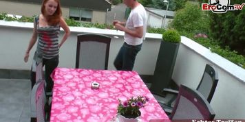 German private teen couple fucks at home, first time porn