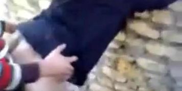 Bent over homemade sex outdoors