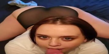 Teen deepthroats and sucks big white dick