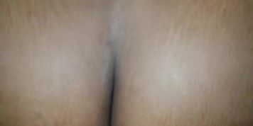 Creamy black pussy riding white cock