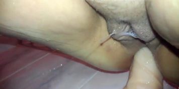 My aunt sits on a dildo in the ass