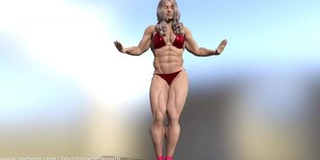 The blonde belly dancing muscle growing girl