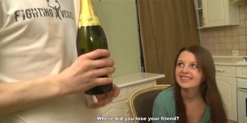 Girl sucking two huge cocks and facial cumshot