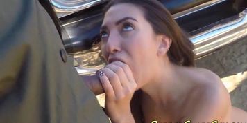 Latina teen deepthroats