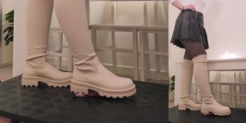 I Will Not Stop Crushing You... Until I Hear the Safe Word! White Combat Socks Boots (Gina Carano)