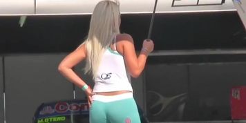 Two hot models on a street candid video