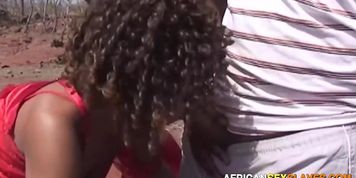 New Black Maid Passed Around By Farm Workers In Hardcore Outdoor Threesome