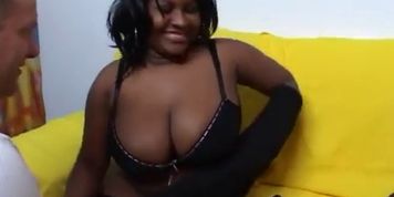 ebony chubby stocking footjob and sex