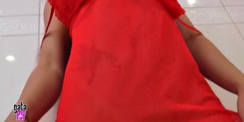 Sany Araujo - Red Lingerie to Shower