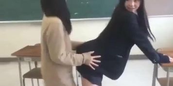 Japanese girls dry humping with background music
