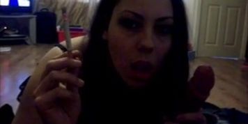 Smoking British Slag Services Cock