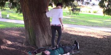 Hot friend tramples him in socks and barefoot! (2016)
