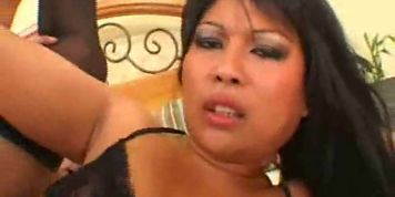 sweaty asian whore gets fucked wearing sexy lingerie