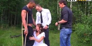 Bride Madelyn is Fucked by her Husband and His Many Friends after her Wedding!!