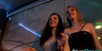 Clothed slut spitroasted