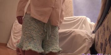 Hairy asian teens toying