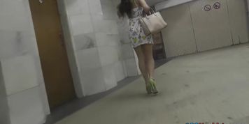 Eye-catching upskirt on the stairs
