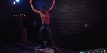 BDSM black sub gets spanked before giving bj