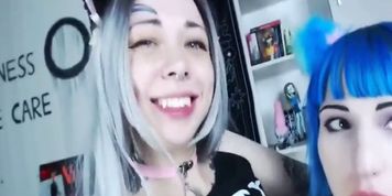 Cute Goth Girls Sucking Each Other&rsquo;S Boobs