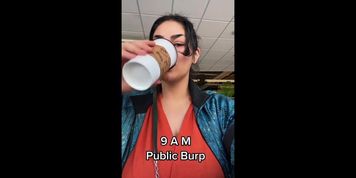 Busty girl burp comp