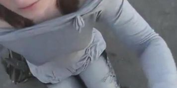 German girl outdoor BJ and facial