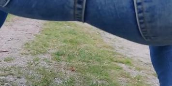 Wetting jeans outside