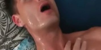 Straight guy pissing on gay jock