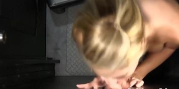 Gloryhole Secrets Blonde is amazing at sucking dick POV 1
