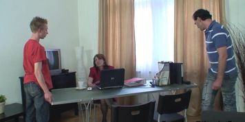 GRANDMA FRIENDS - Meeting in the office ends up threesome fuck