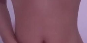 Playing with my big asian teen boobs in cute pink panties for daddy
