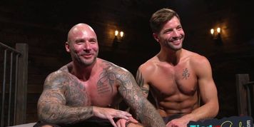Tied up stud tries to suck cock