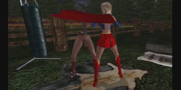 Superheroine Pantyhose Catfight: Supergirl vs Invisible Woman  (Alisa Kiss)