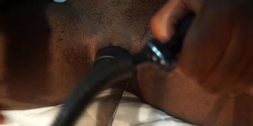 Transguy sucks his huge clit with penispump (Preview) FtM Penis Pump - Black FtM mini cock