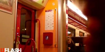 Dickflash for Blonde Teen of Train