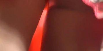 Seductive red string panty upskirt