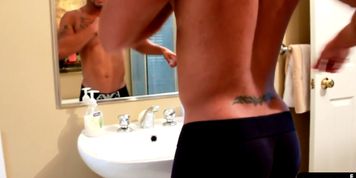 Ripped black hunk solo tugging his prick