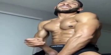 Solo Arab or Latin Calvin Klein model cums rough