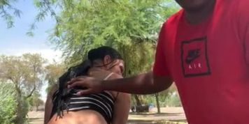 White girl gets spanked for not cleaning the parking lot