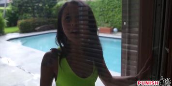 Horny teen gets her pussy fucked in bondage