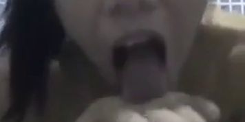 Ladyboy eats my cum and then his own