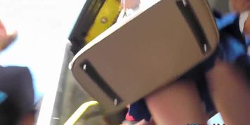 She wears too sexy mini skirt and gets upskirted